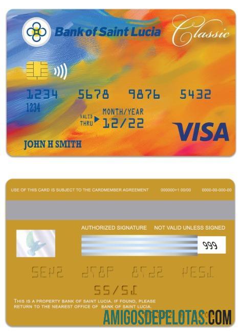 Cartão Visa Classic do Banco de Santa Lúcia de Santa Lúcia exemplo real